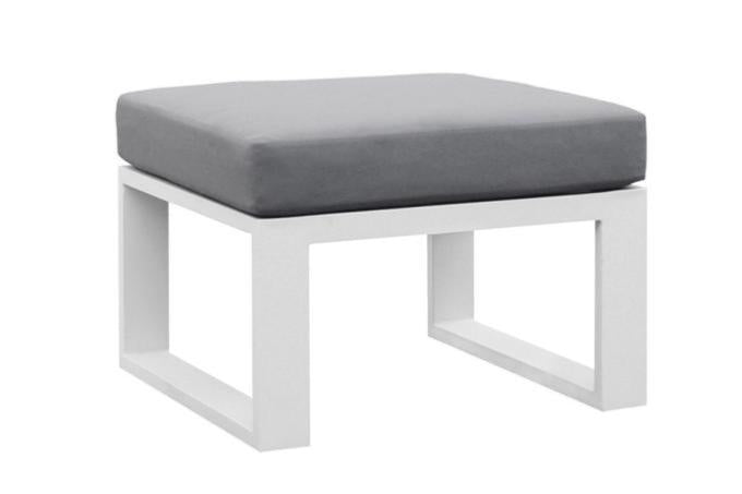 Belly white aluminum outdoor armchair with matching ottoman – another view