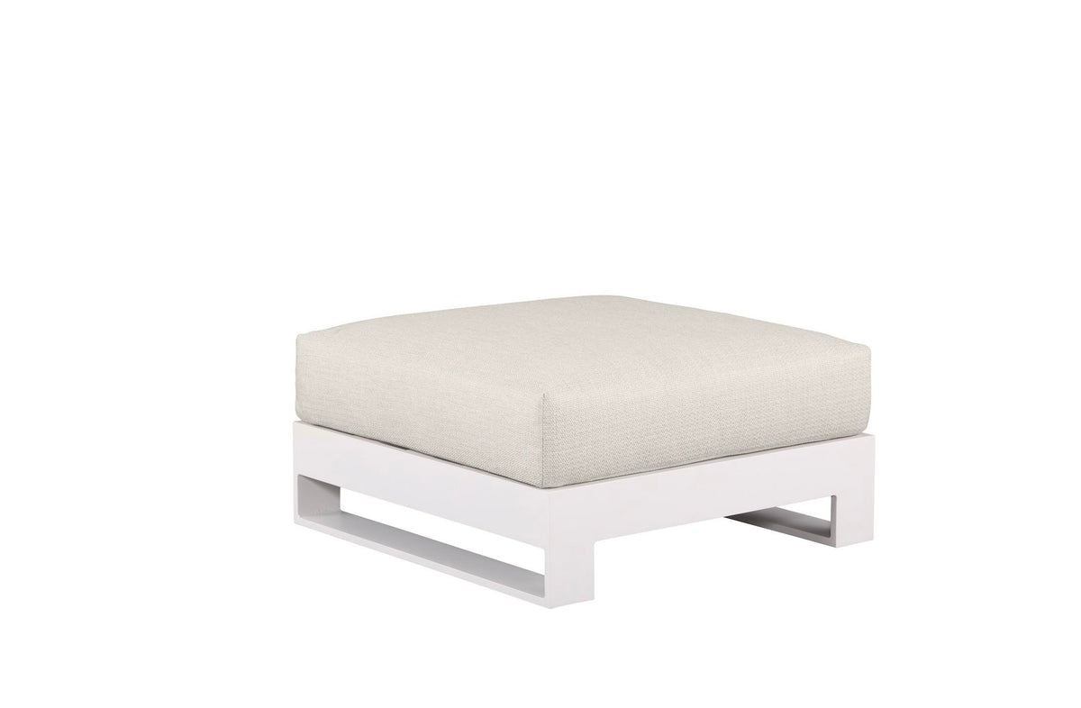 Iris white aluminum outdoor lounge chair with ottoman – another view