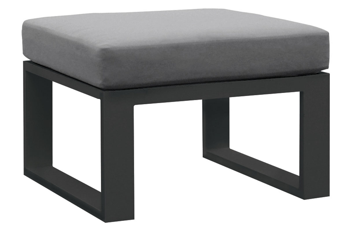 Ottoman from the Belly Cool black aluminum outdoor sectional with lift-top coffee table – another view