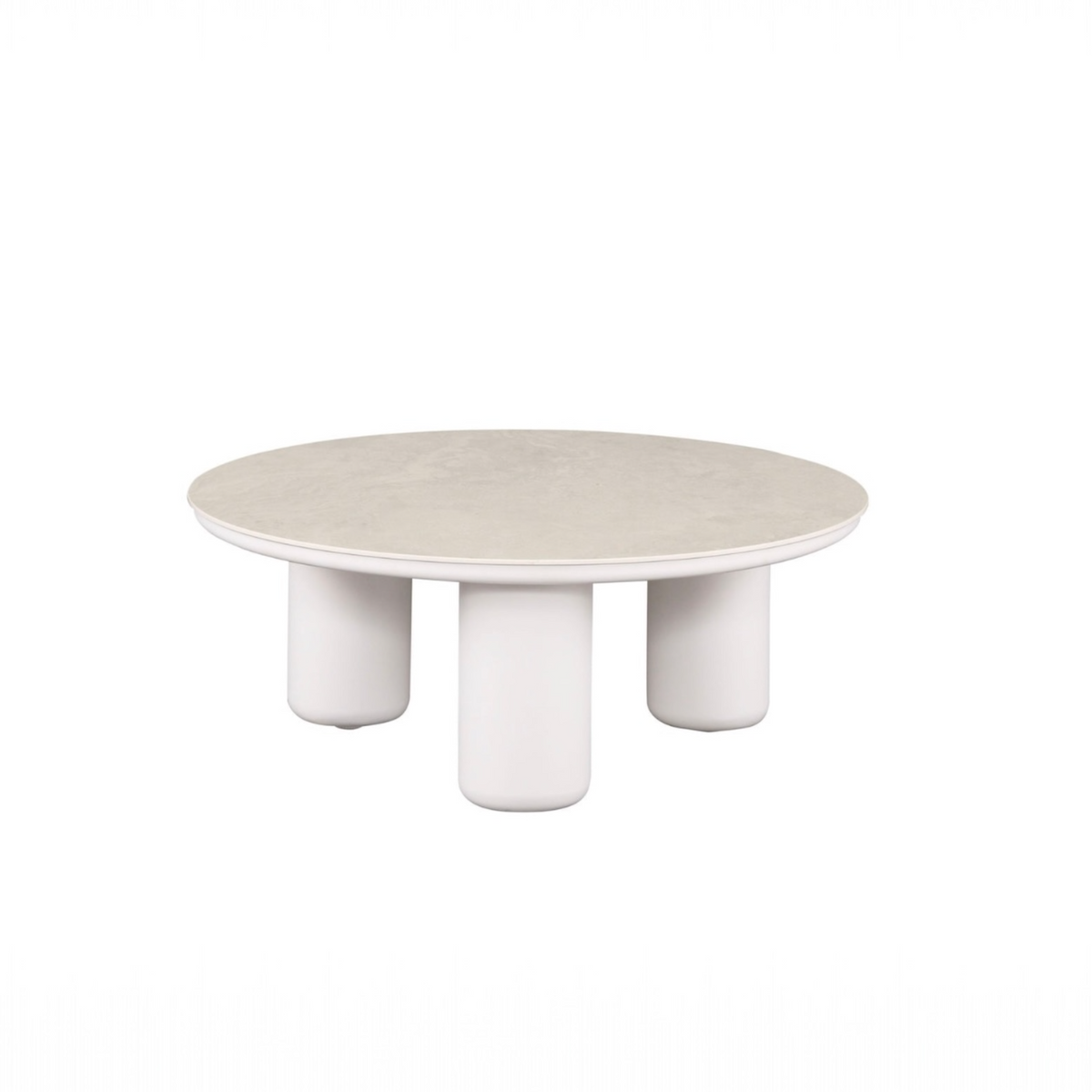 Iris small round aluminum ceramic-top coffee table