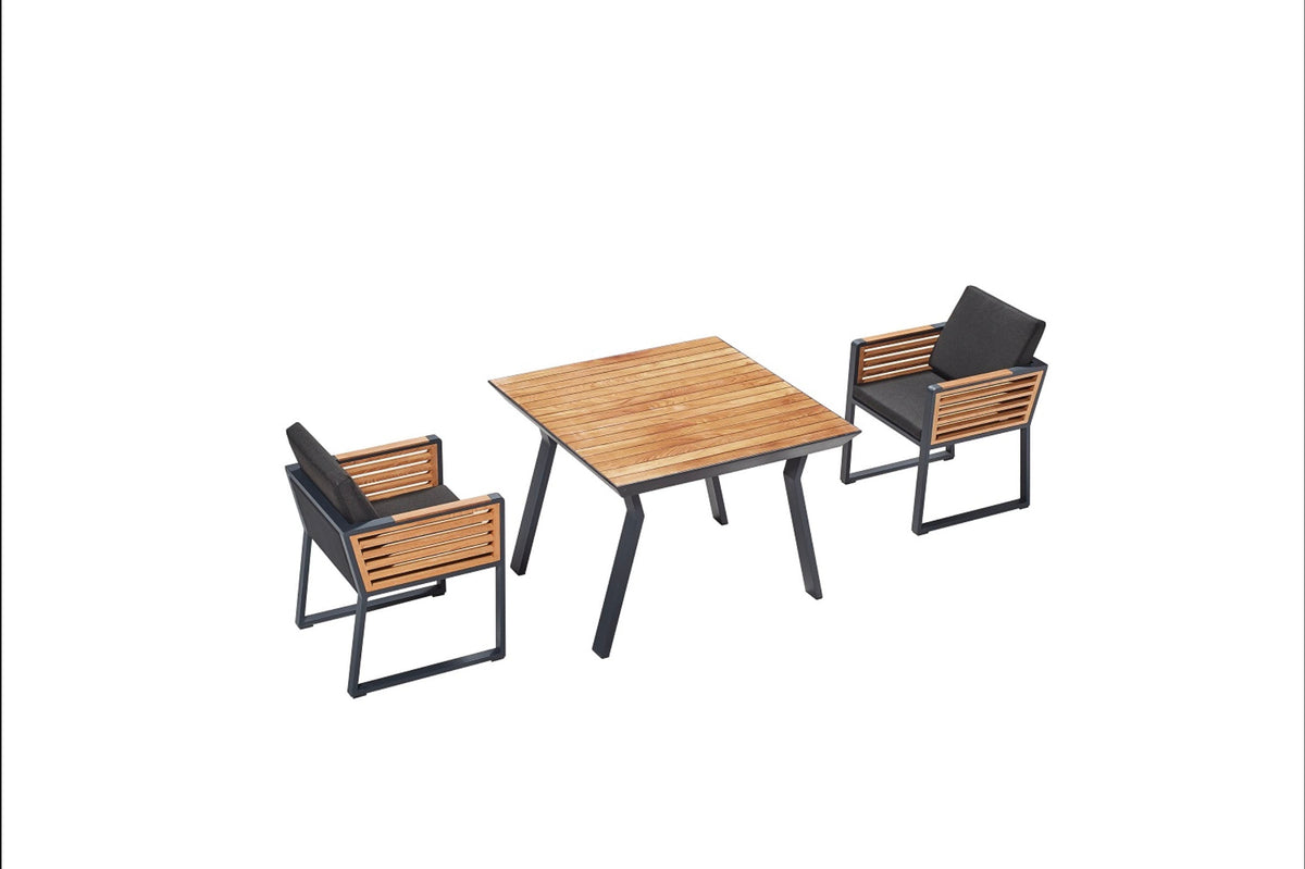 Cofy 4-person aluminum and teak square dining set