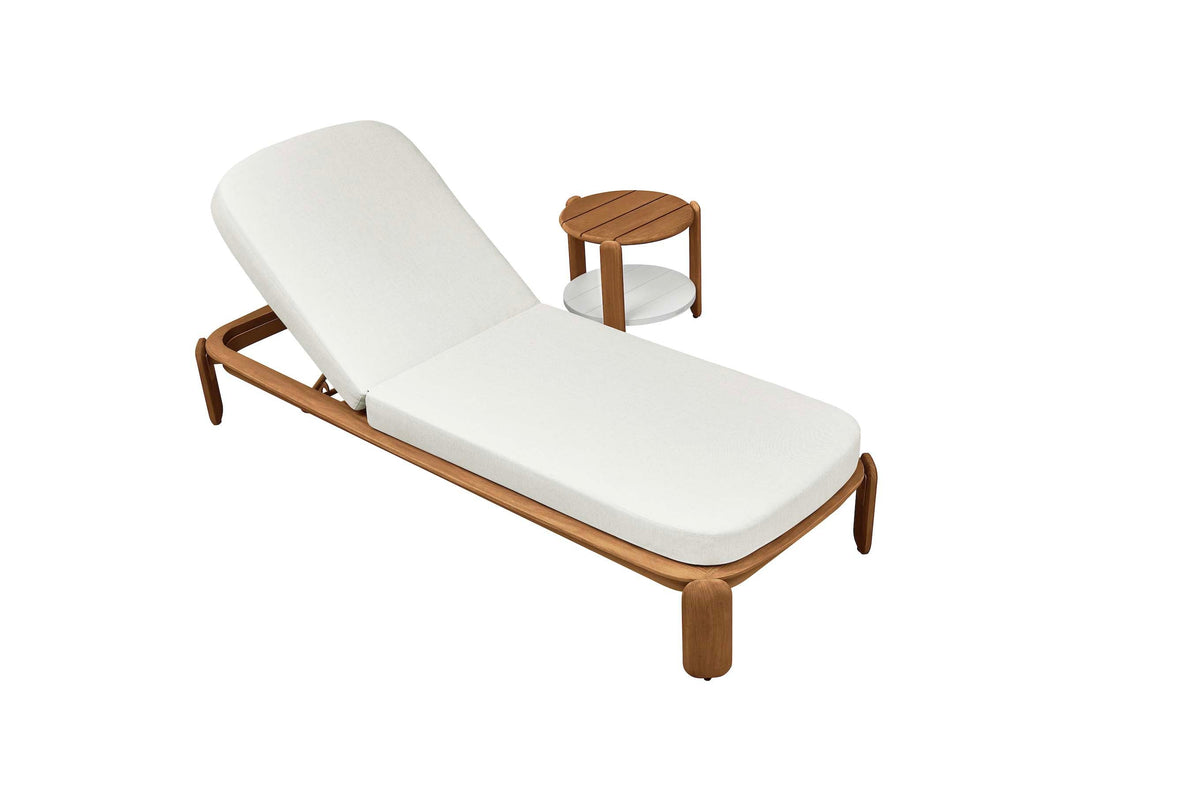 Roma solid teak chaise lounges, set of 2 with side table