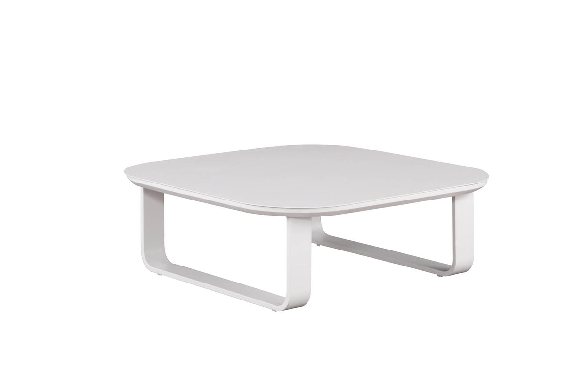 Coffee table from the Emy 6-seat aluminum outdoor sectional with light teak details – another view
