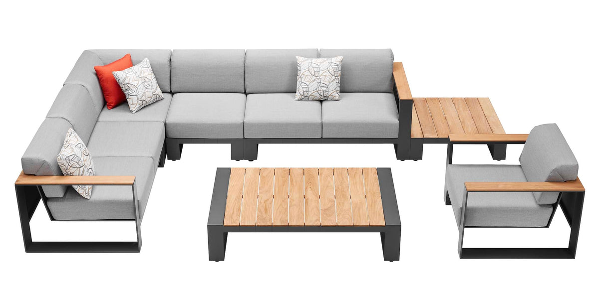 Sofy aluminum and teak modular outdoor sectional – another view (2)
