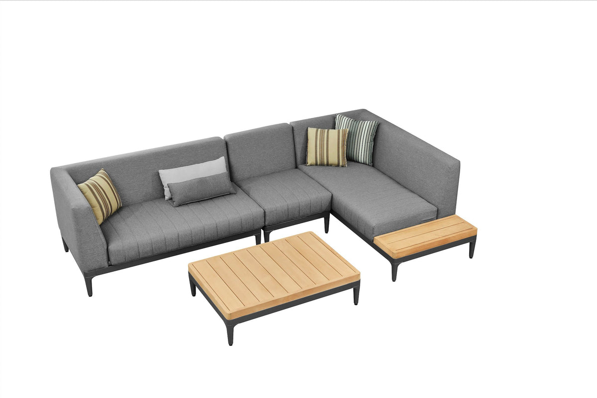 Sira Mini compact anthracite aluminum and teak outdoor sectional