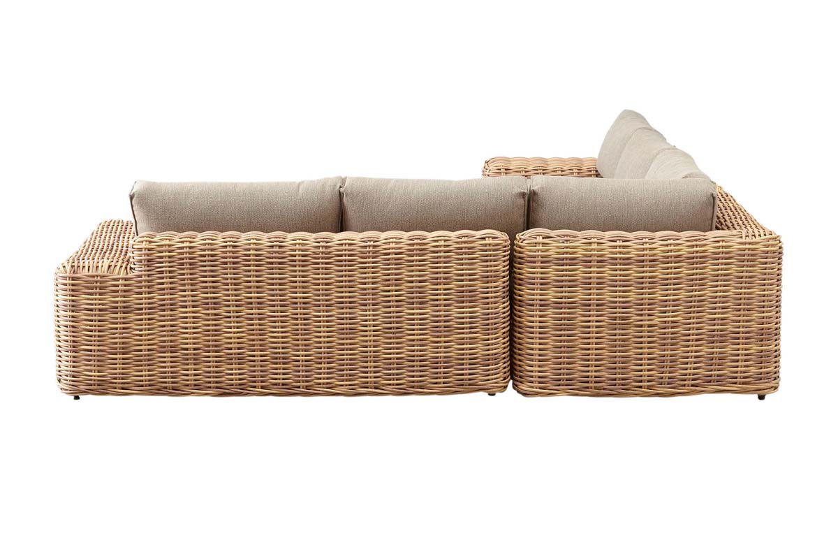 June round resin wicker corner sofa set in wicker color with olefin cushions – another view