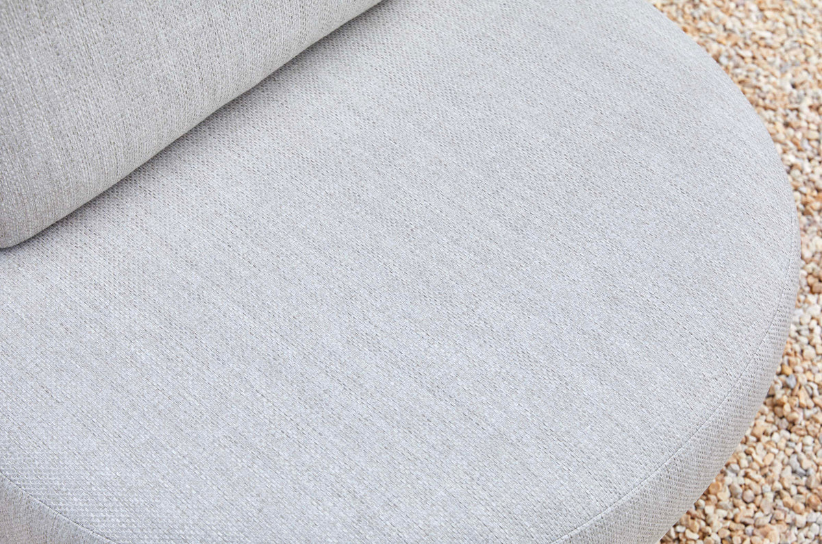 Ambre white aluminum sofa set with light gray cushions – close-up detail (2)