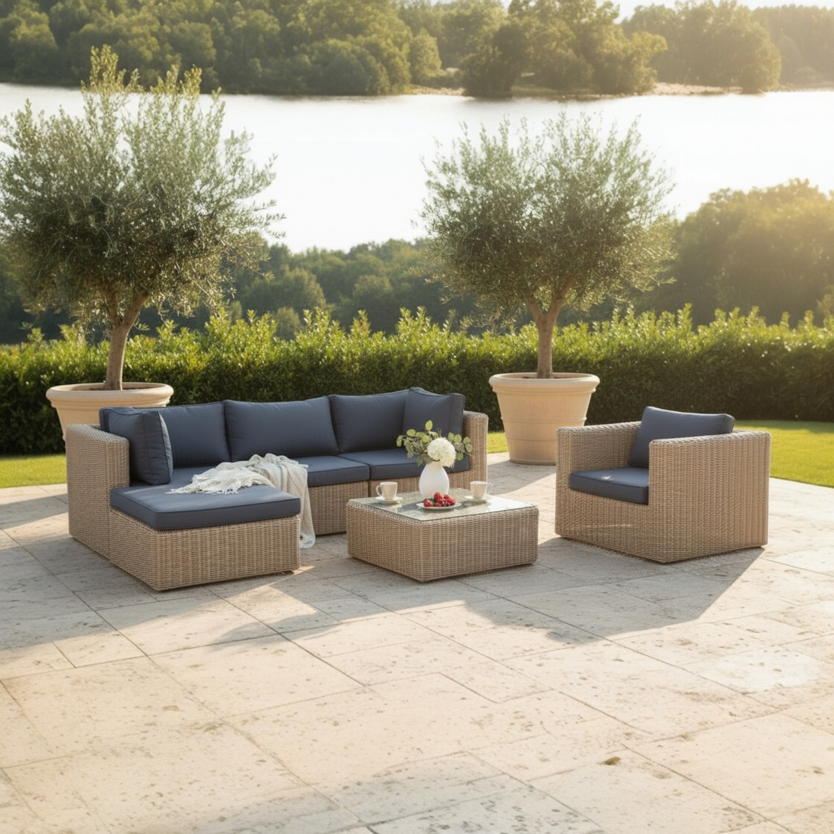 Liberty Cosy 5-seat modular resin wicker sectional – shown outdoors (2)