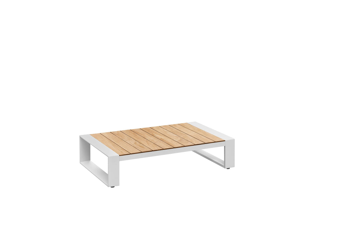 Coffee table from the Sofy white aluminum and teak sofa set – another view