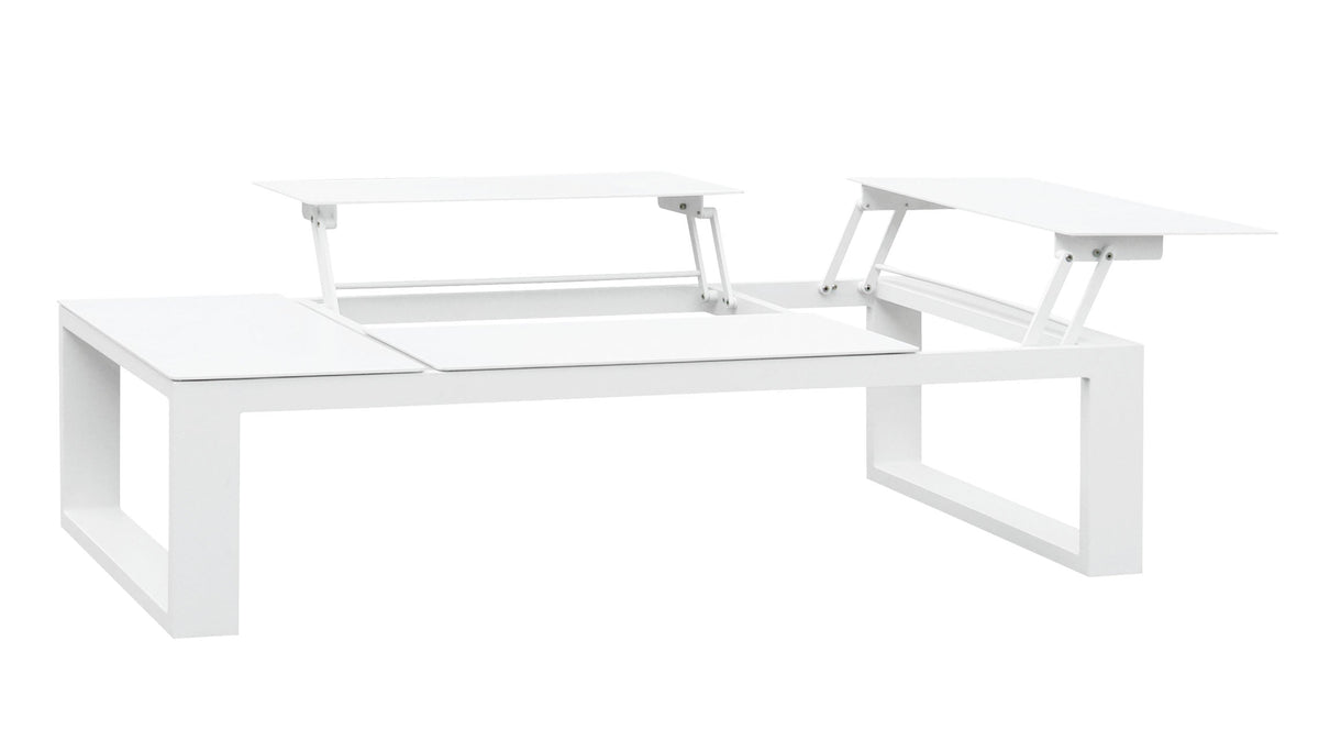 Como aluminum corner lounge set with gray cushions and lift-top coffee table – another view (2)