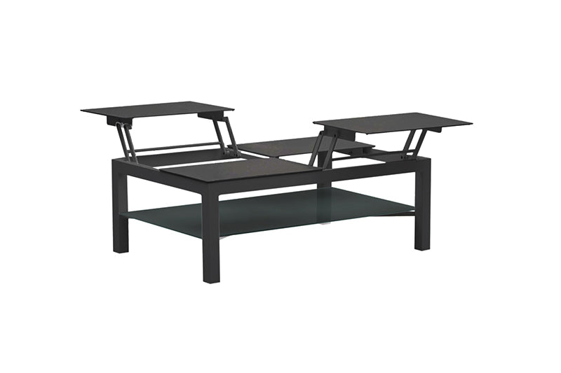 Jelly black aluminum patio set with lift-top coffee table – another view