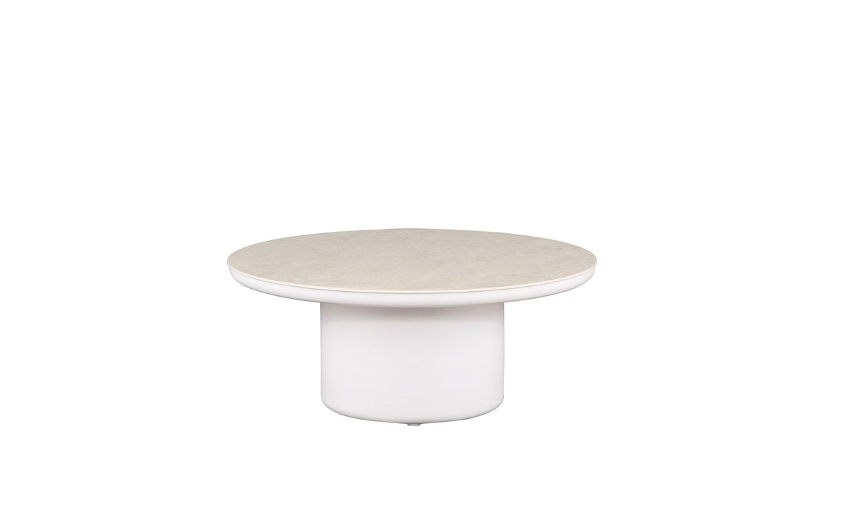 Coffee table from the Iris 7-seat white modular aluminum outdoor sectional – another view