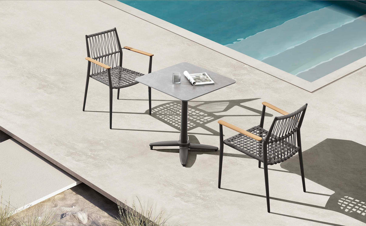 Sarran square aluminum bistro table – shown outdoors (5)