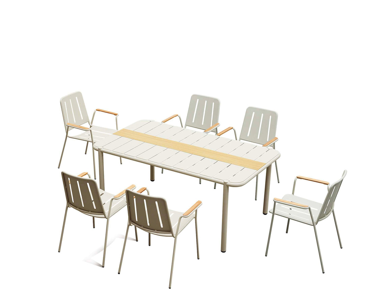Sarran beige aluminum restaurant table for six, 175 cm