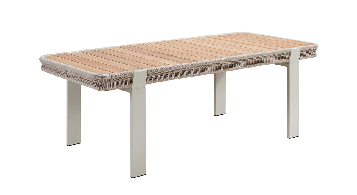 Olby 6-seat aluminum and rope outdoor dining set with teak-top table