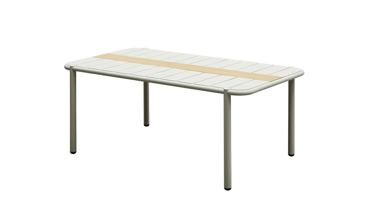 Sarran beige aluminum restaurant table for six, 175 cm
