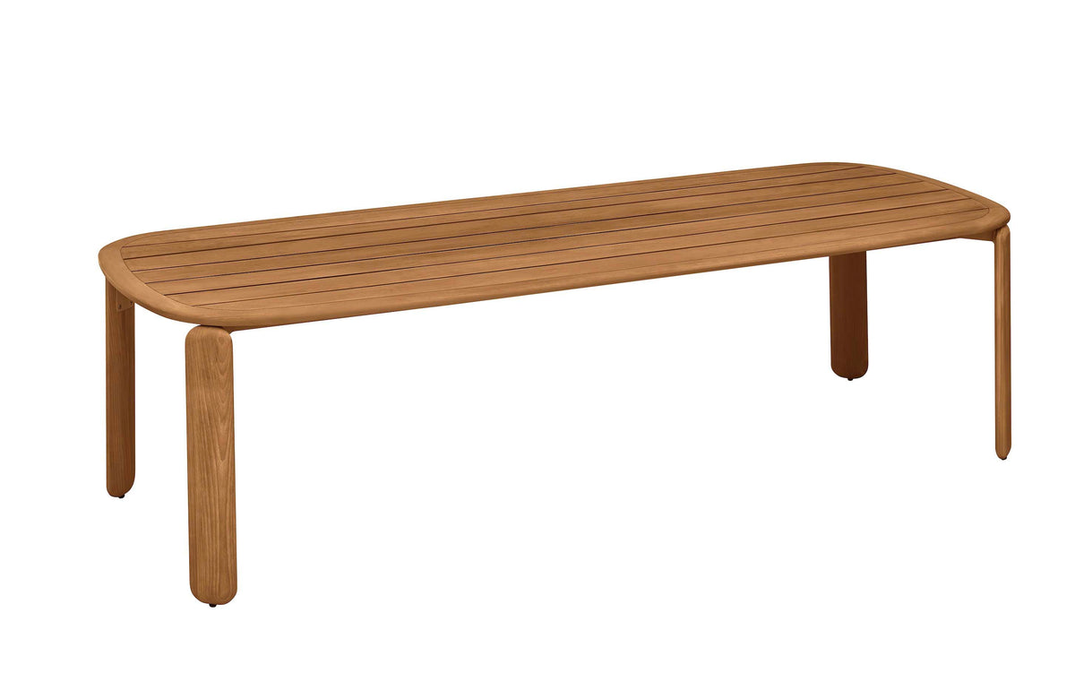 Roma 8-seater solid teak outdoor dining set with slatted armchairs