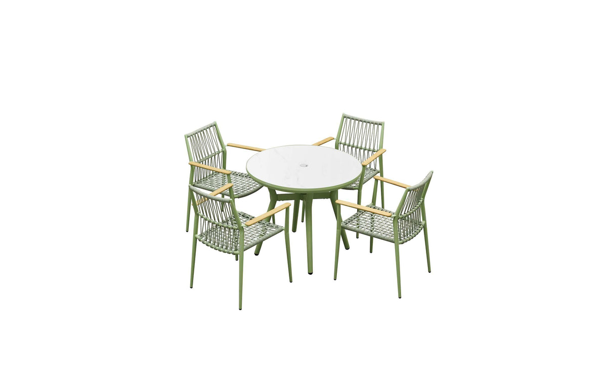 Sarran green round ceramic-top restaurant table, 90 cm – another view