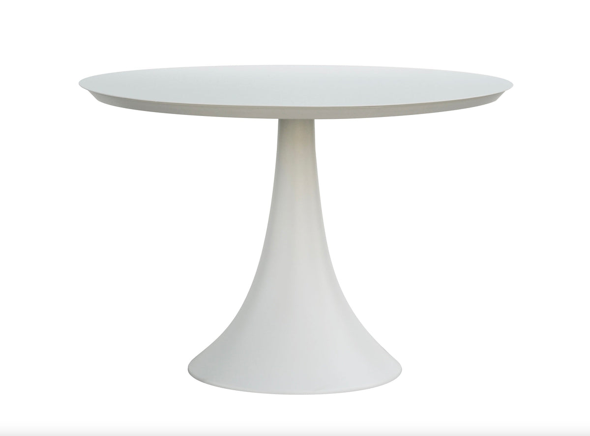 Fano white all-aluminum round patio table