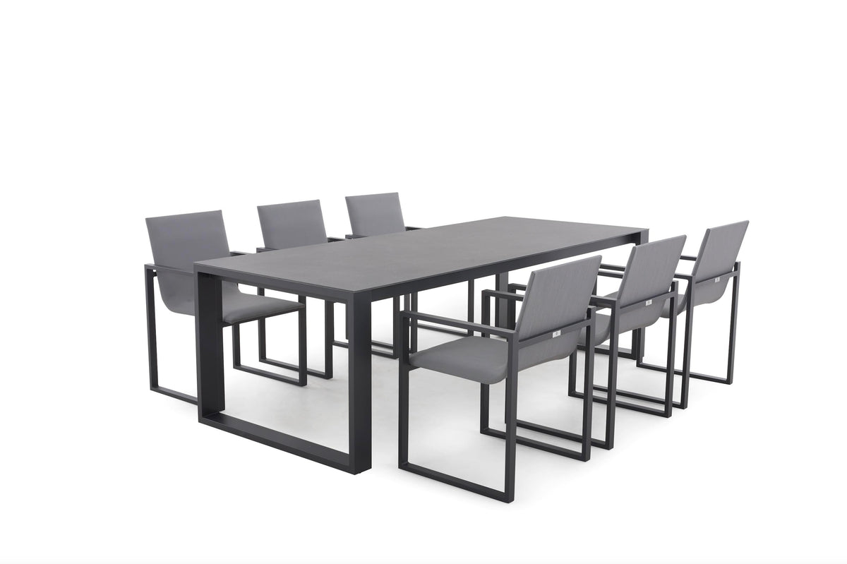 Como black aluminum ceramic-top outdoor dining table – another view