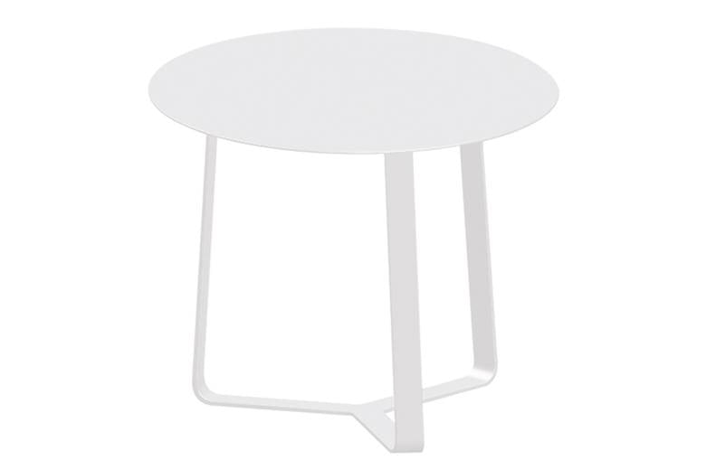 Nicky white aluminum chaise lounges, set of 2 with round table – another view