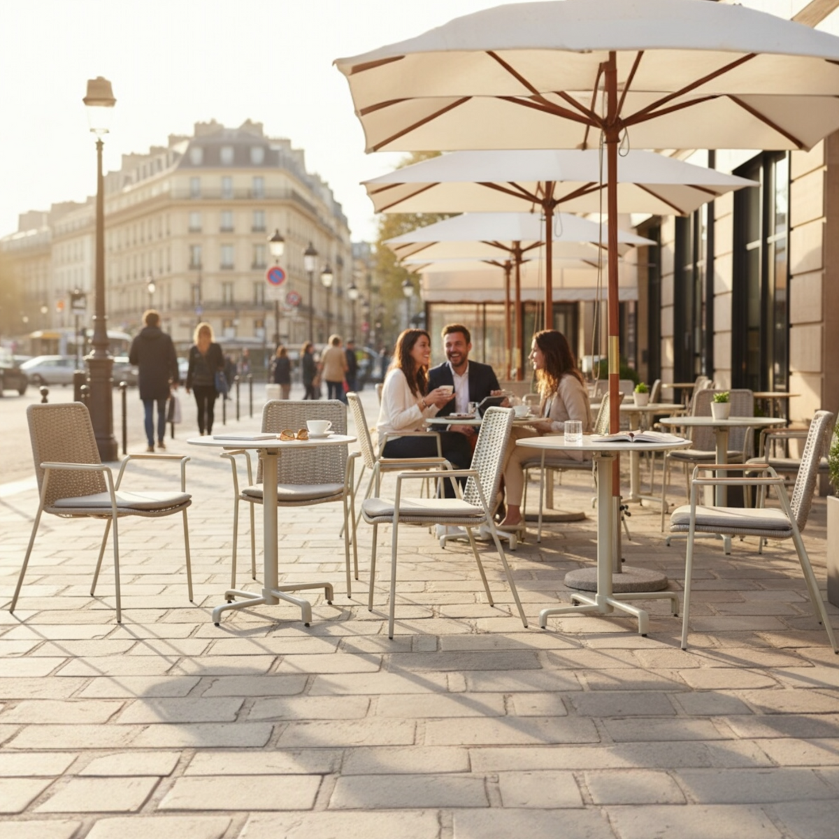 Sarran round aluminum bistro table – shown outdoors (4)