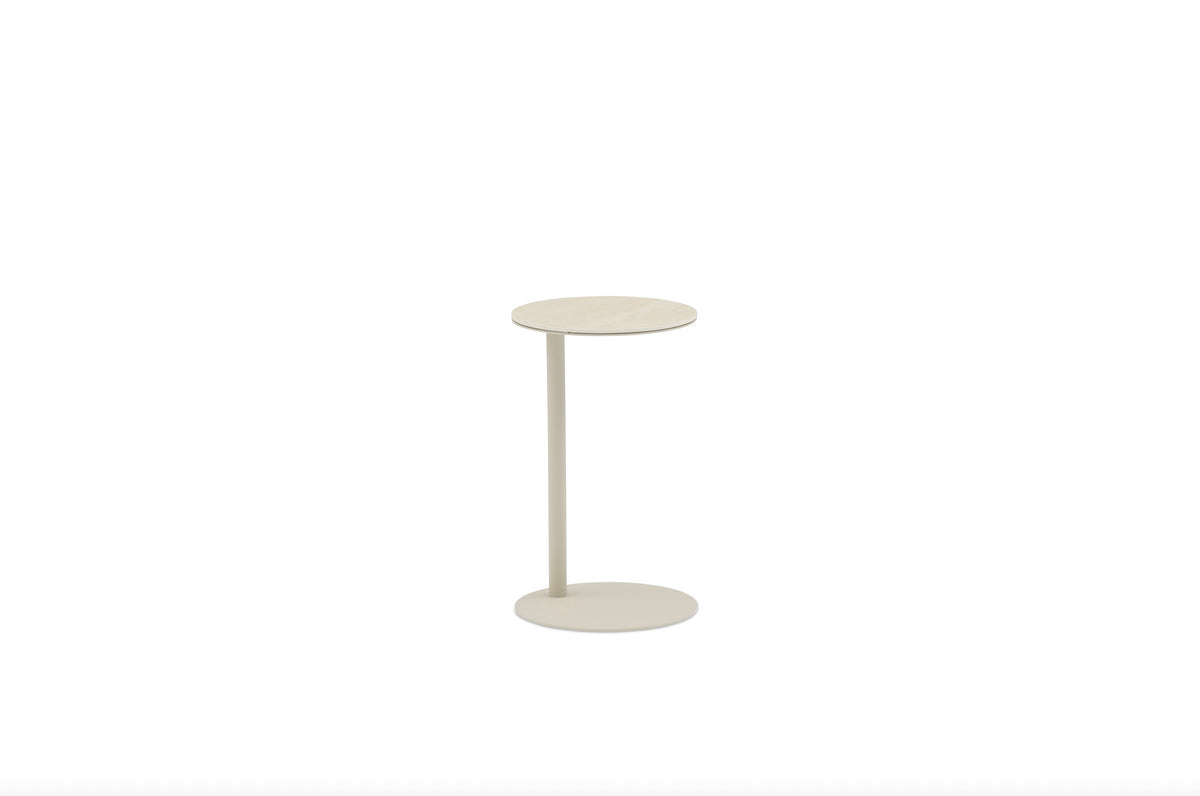 Bulter beige aluminum round ceramic side table