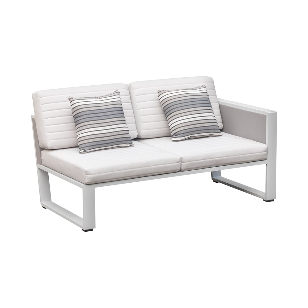 Chaise from the York Cosy aluminum and teak outdoor sectional with ice bucket coffee table – another view (2)