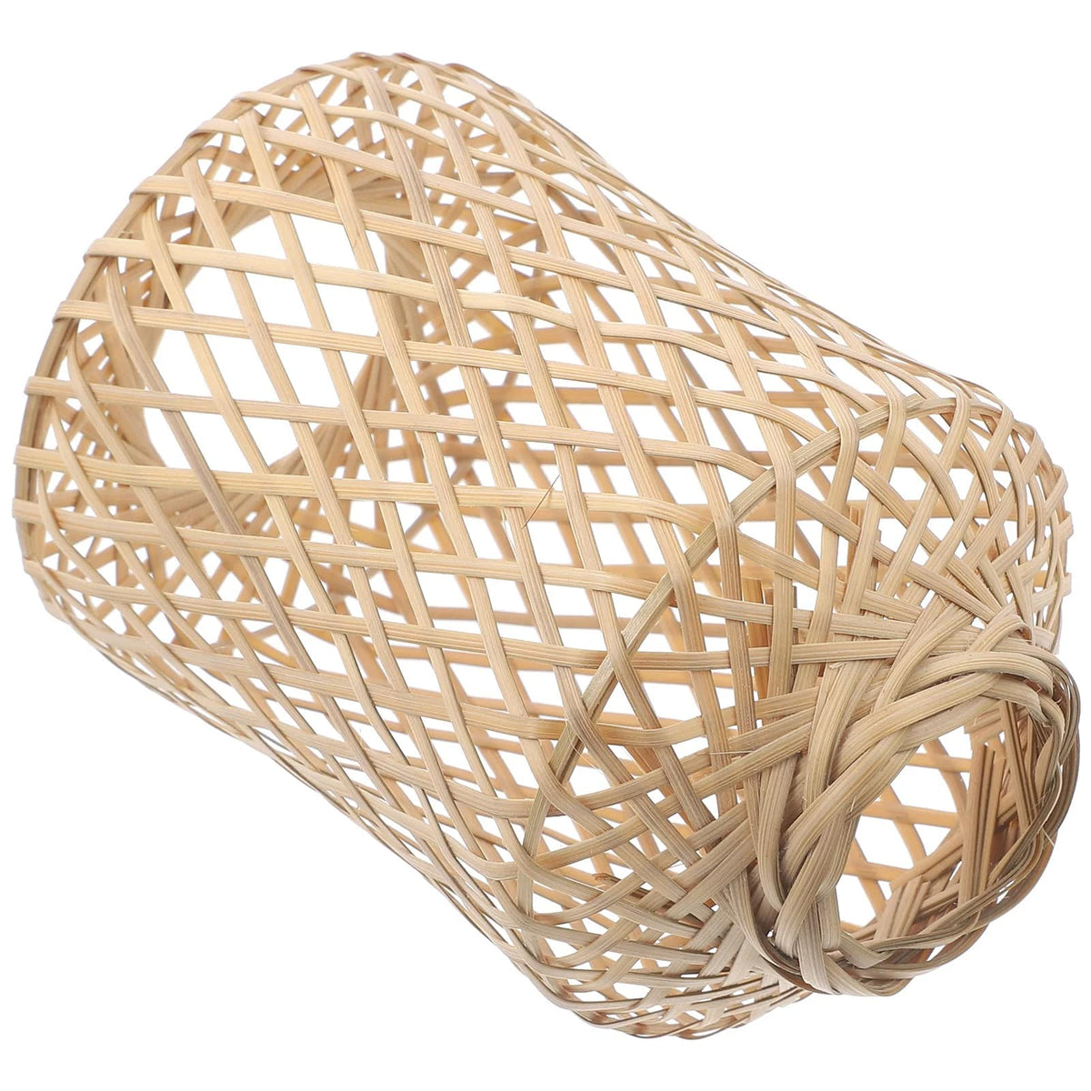 Retro woven wicker-look lantern lamp shade – another view