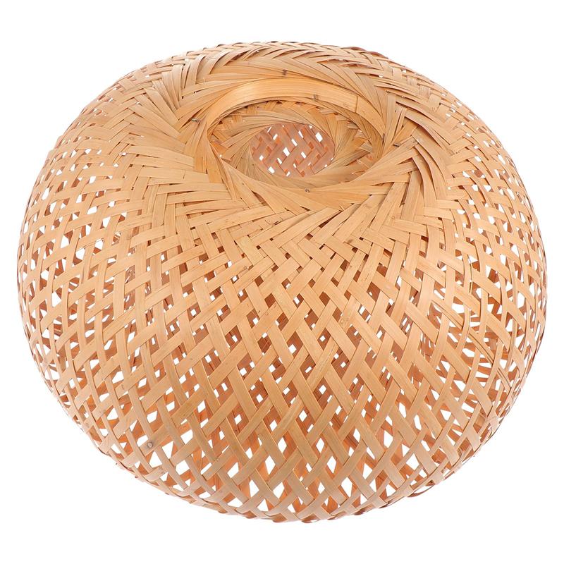Flared handwoven rattan basket lamp shade – another view