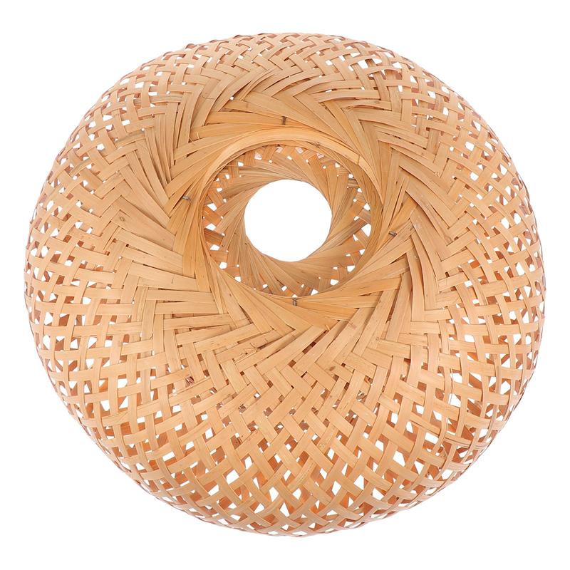 Flared handwoven rattan basket lamp shade – close-up detail