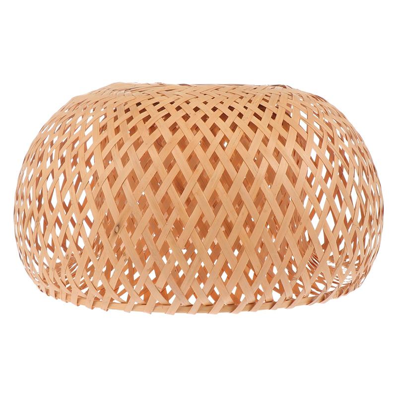 Flared handwoven rattan basket lamp shade