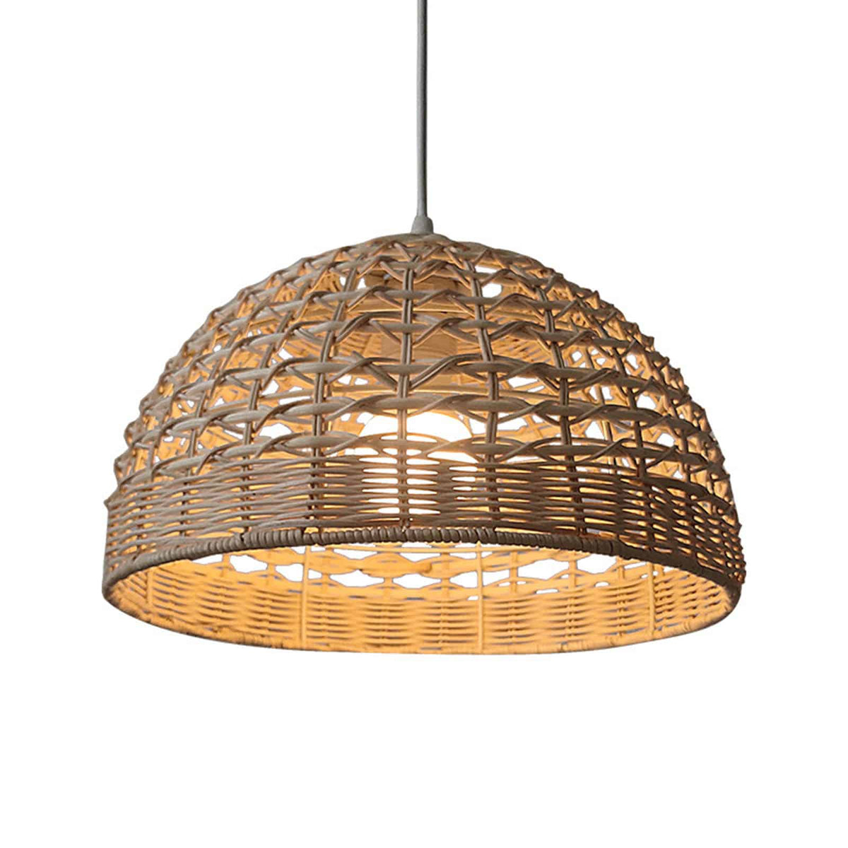Ovoid handwoven rattan and wicker pendant shade