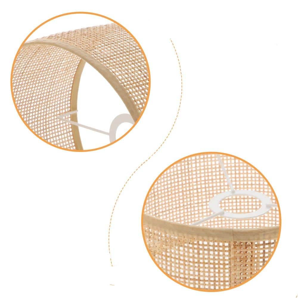 Flared handwoven rattan lamp shade – close-up detail