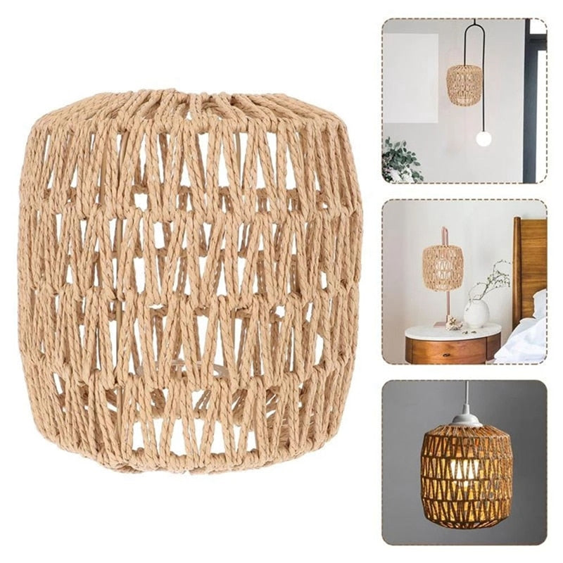 Small handmade natural rattan lamp shade – multiple views