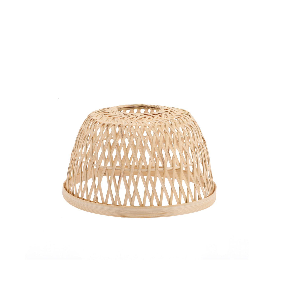 Minimalist round handwoven rattan lamp shade – another view