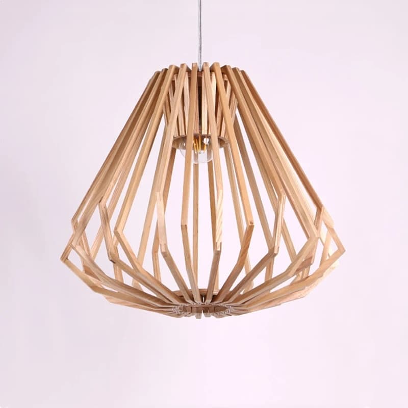 Nordic wicker LED lamp shade with a soft curve – another view