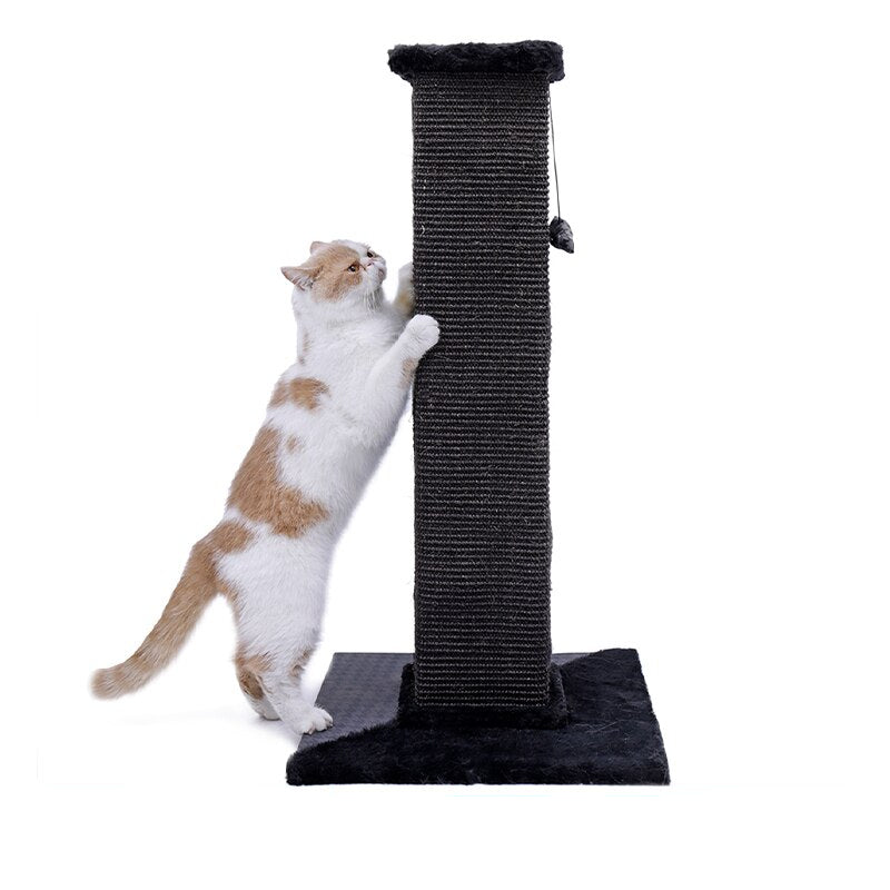 Compact black hand-braided rattan cat tree – shown in a room setting