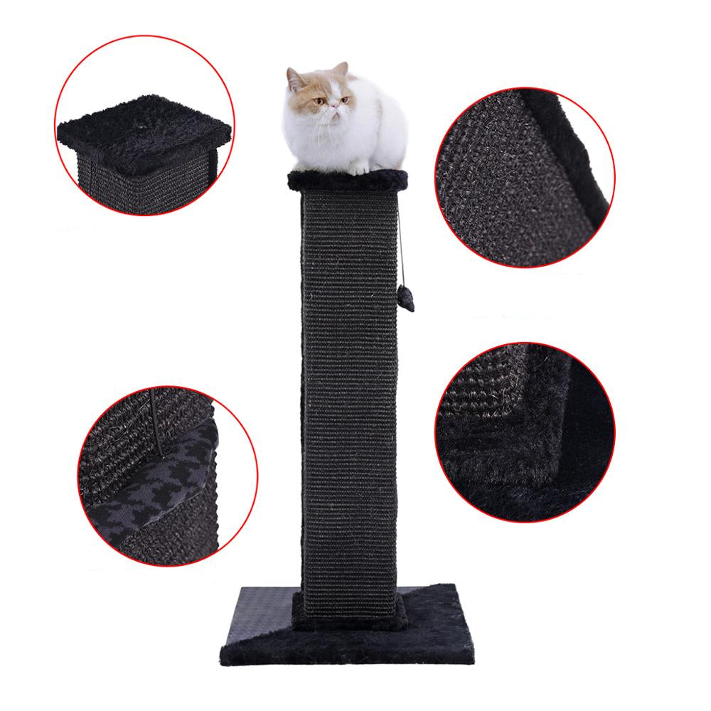 Compact black hand-braided rattan cat tree – multiple views
