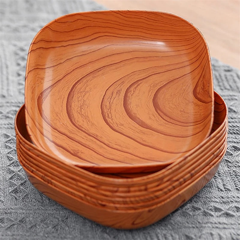 Small square handwoven bamboo plate – multiple views