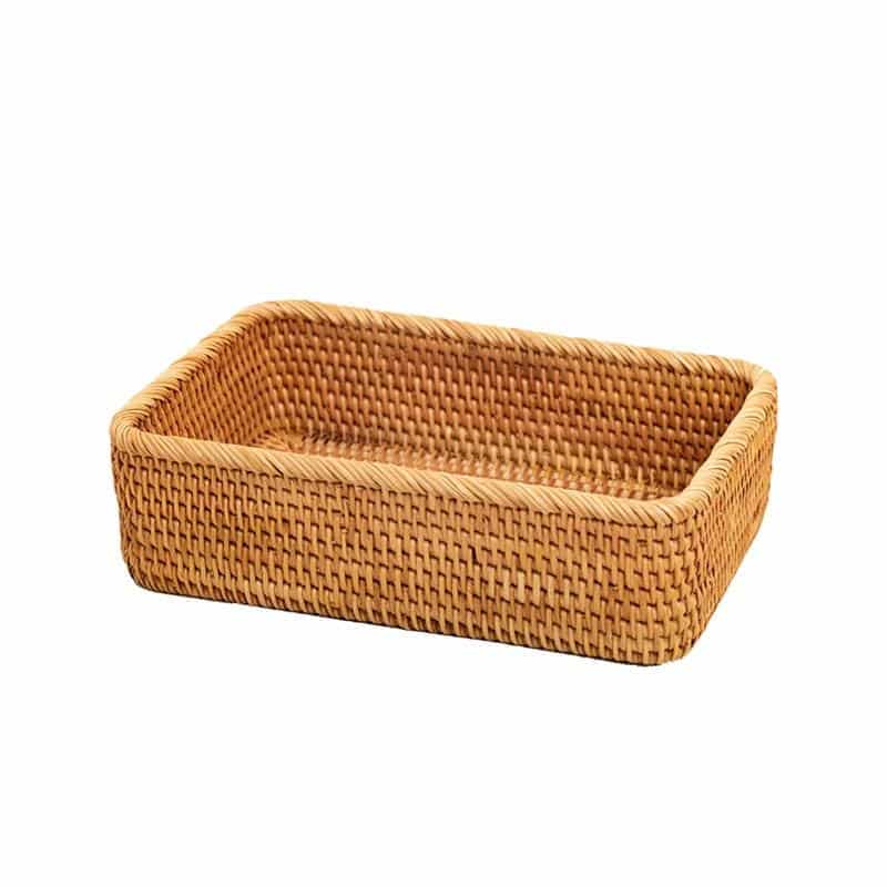 Decorative natural rattan box with a fitted lid – M variant, another view