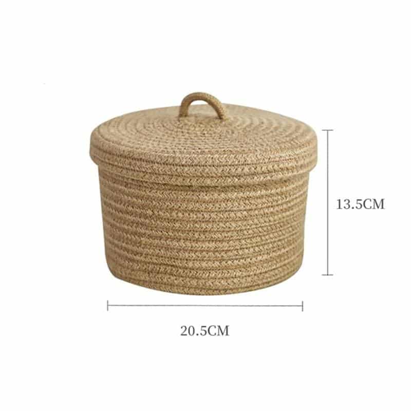 Natural color woven rattan box with a fitted lid – dimensions diagram