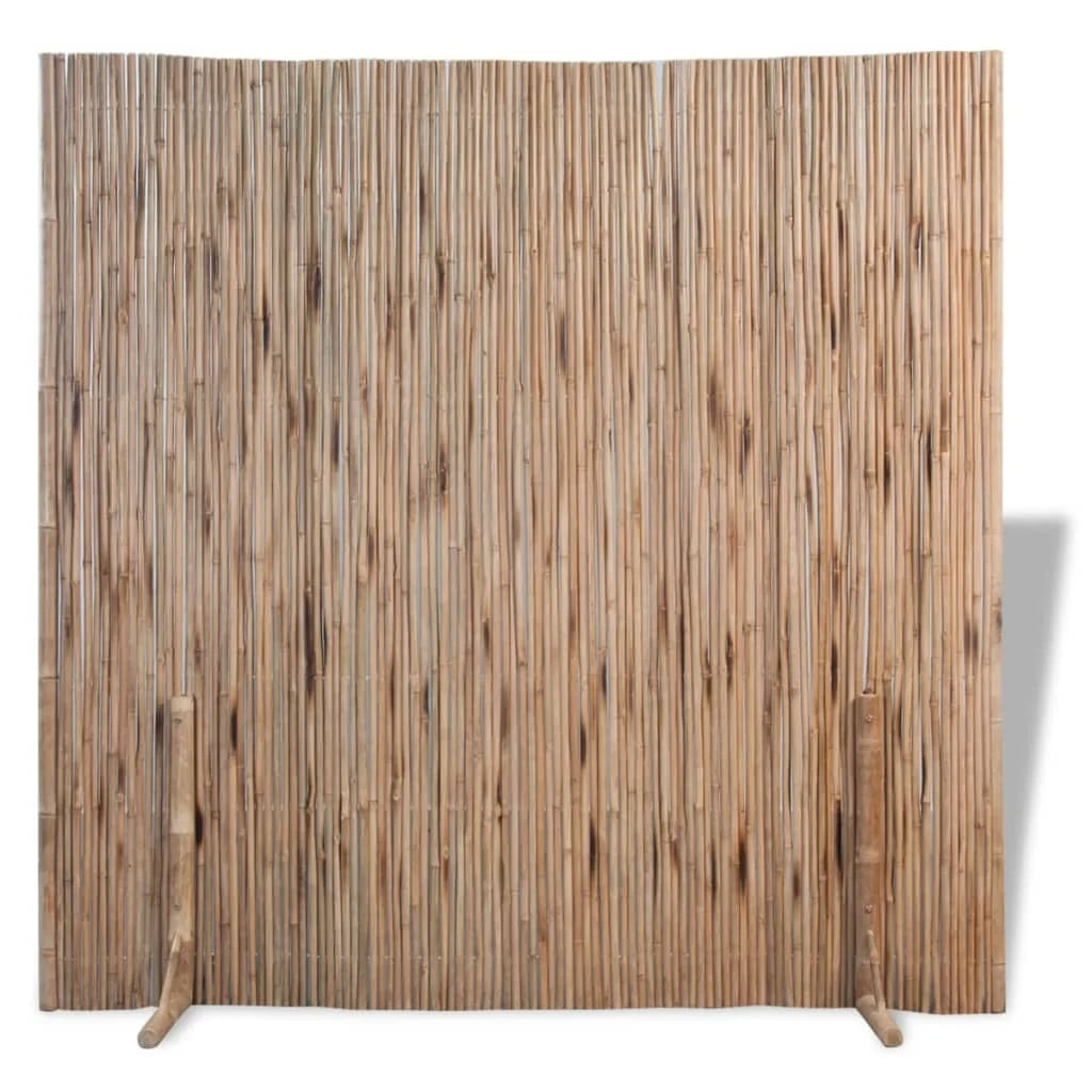Flexible bamboo privacy screen roll on a fence – close-up detail