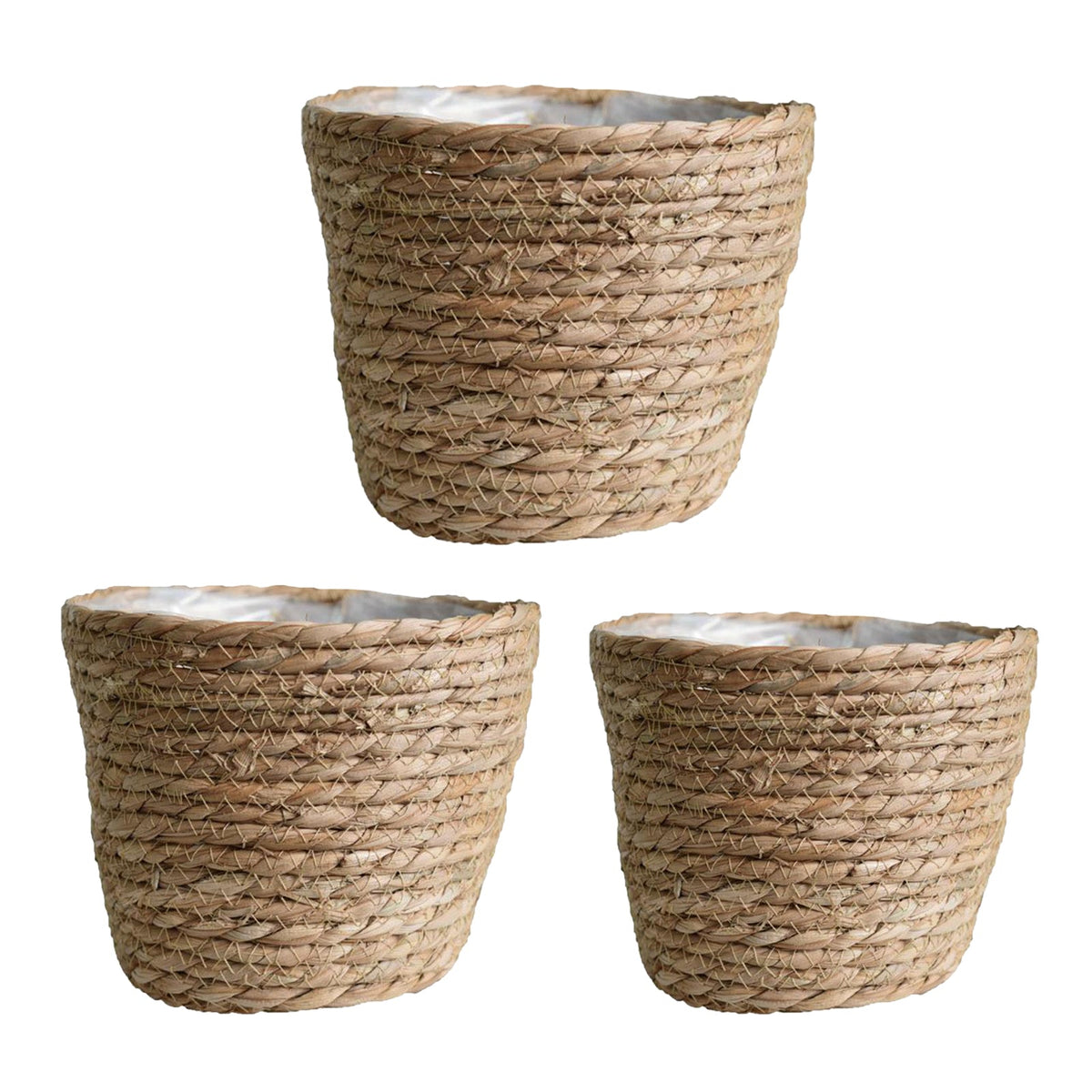Hand-braided natural rattan plant pot cover – multiple views (2)