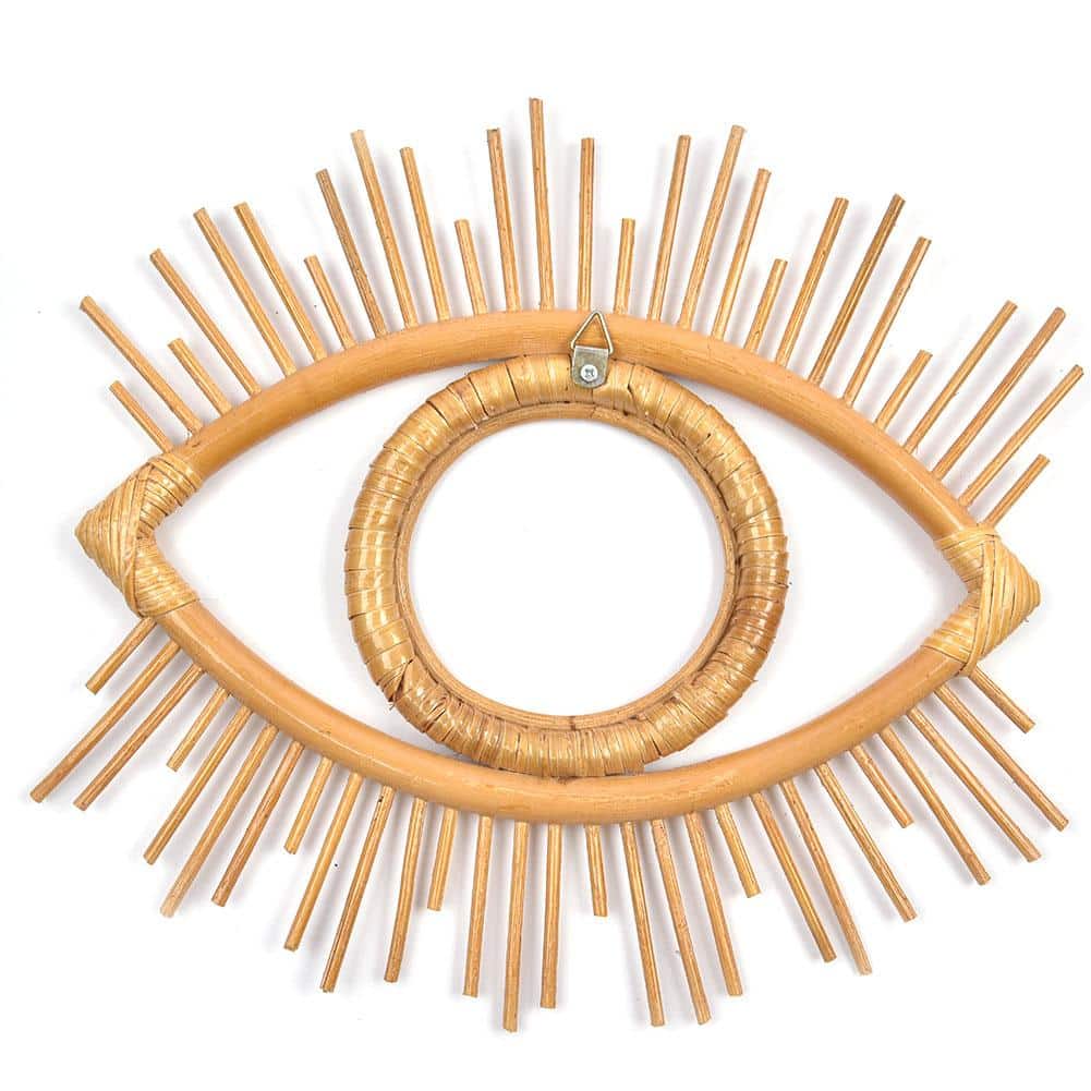 Eye-shaped rattan wall frame with a tight braid – another view