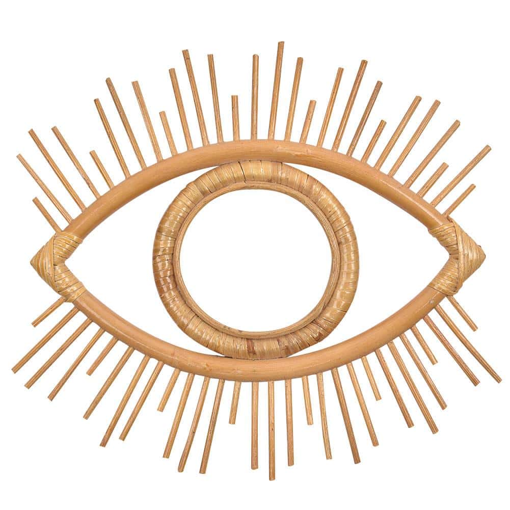 Eye-shaped rattan wall frame with a tight braid