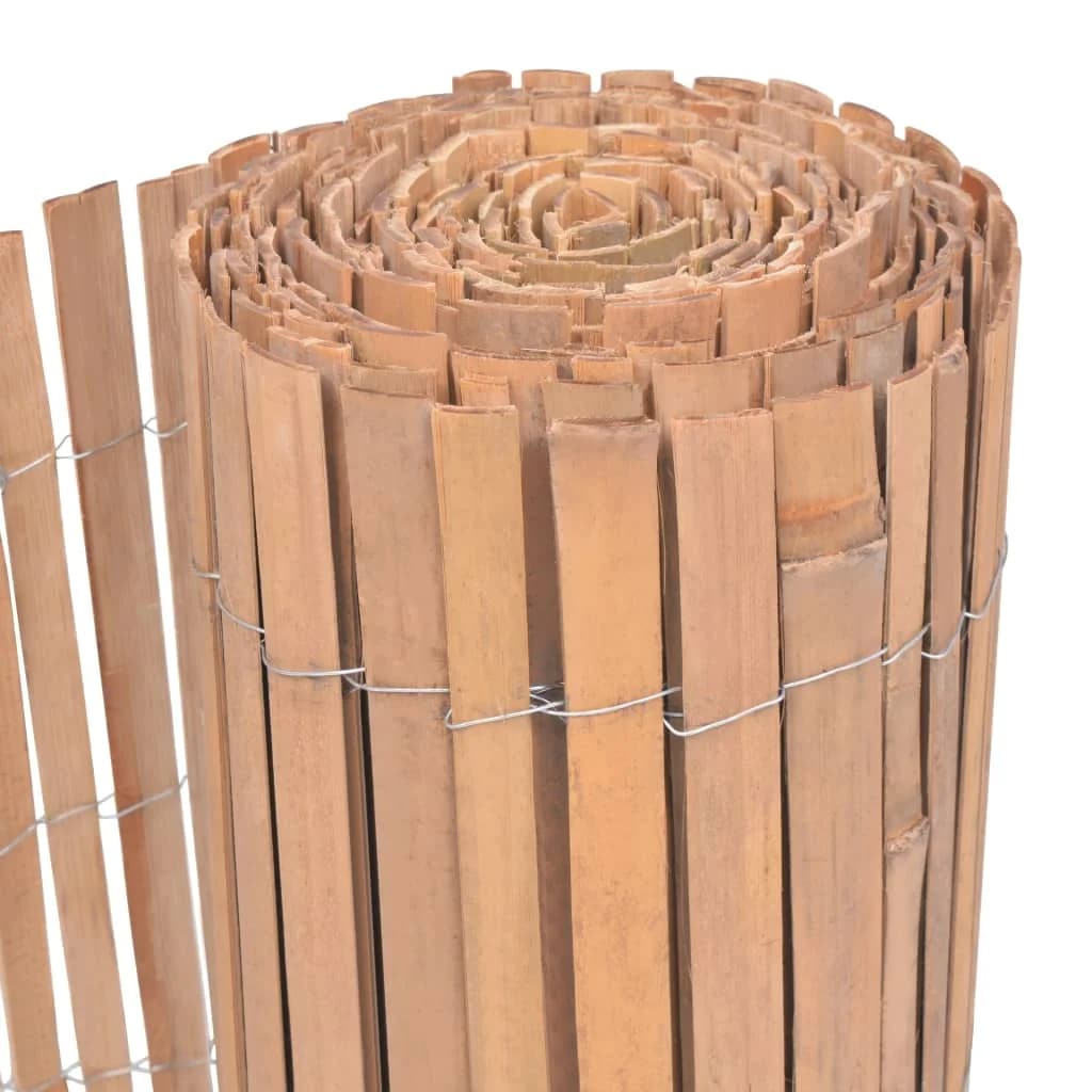 Natural bamboo fence screen with golden-beige stems – another view