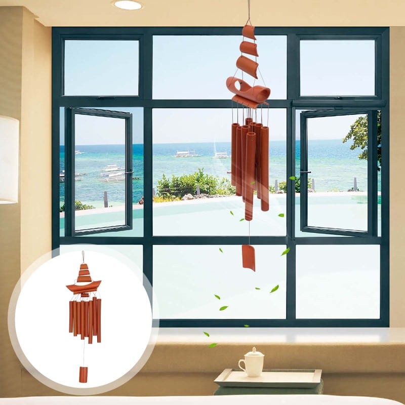 Airy decorative bamboo wind chime – shown in a room setting
