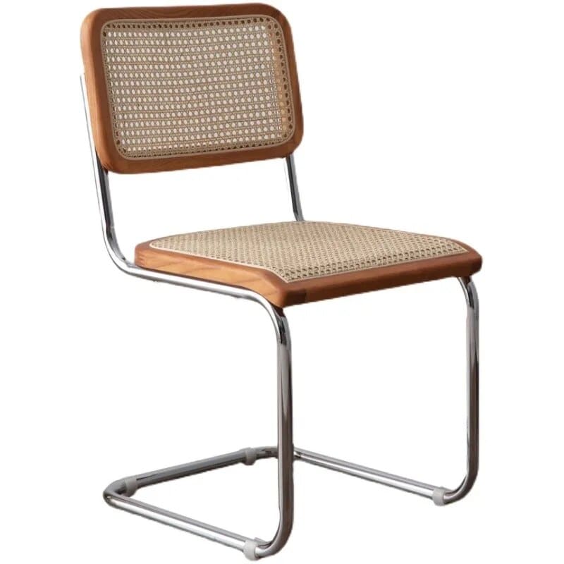 Ergonomic round rattan chair with a high hand-braided back