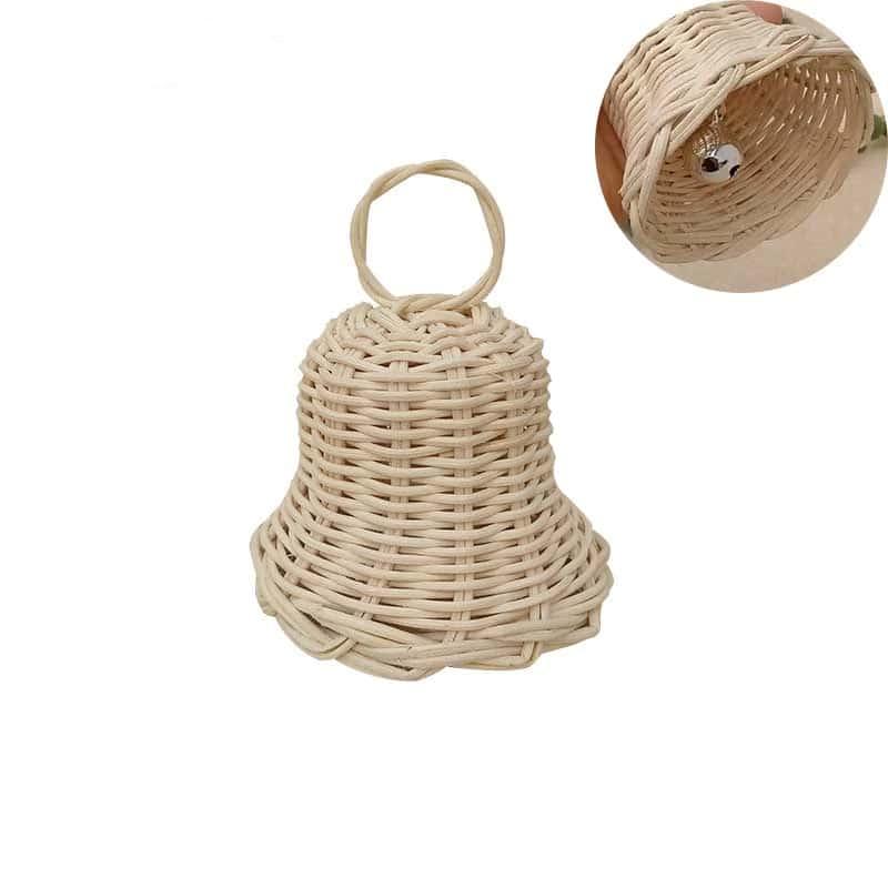 Round hand-braided rattan baby rattle bell